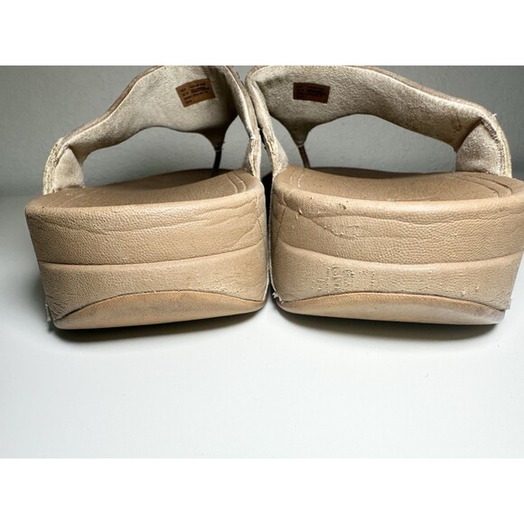 FitFlop Lulu Sparkly Rhinestone Nude Gold Thong Flip Flop Wedge Cushion Women 10 - Picture 8 of 14